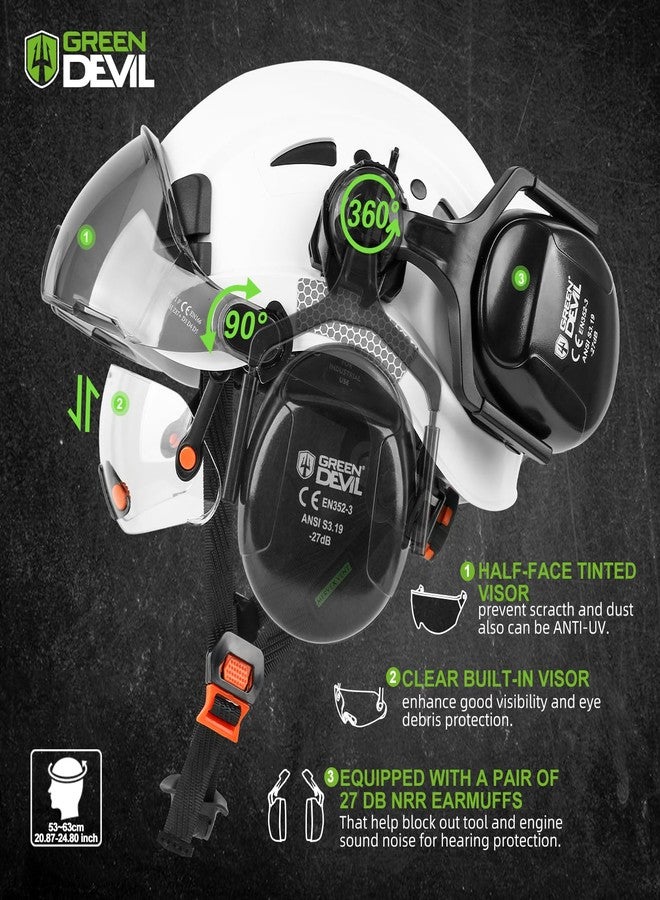 GREEN DEVIL Hard Hat Safety Helmet with Visor and Ear Muffs Men Women Vented Work Hardhat ANSI Z89.1 Cascos De Construccion for Industrial Construction Forestry - Image 2
